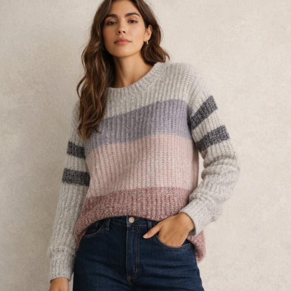 Heartloom Elise Colorblock Knit Sweater Crewneck Pullover Anthropologie Style L
